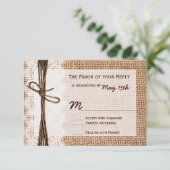 Rustige landburlap RSVP-kaarten RSVP Kaartje (Staand voorkant)