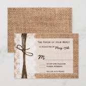 Rustige landburlap RSVP-kaarten RSVP Kaartje (Voorkant / Achterkant)