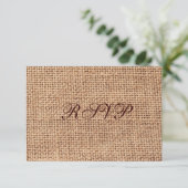 Rustige landburlap RSVP-kaarten RSVP Kaartje (Staand voorkant)