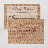 Rustige landburlap RSVP-kaarten RSVP Kaartje (Voorkant / Achterkant)