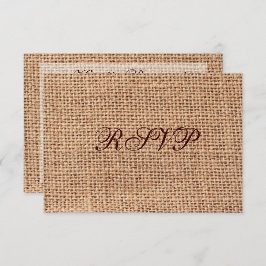 Rustige landburlap RSVP-kaarten RSVP Kaartje (Voorkant / Achterkant)