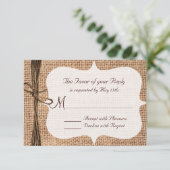 Rustige landburlap twine Wedding RSVP-kaarten RSVP Kaartje (Staand voorkant)