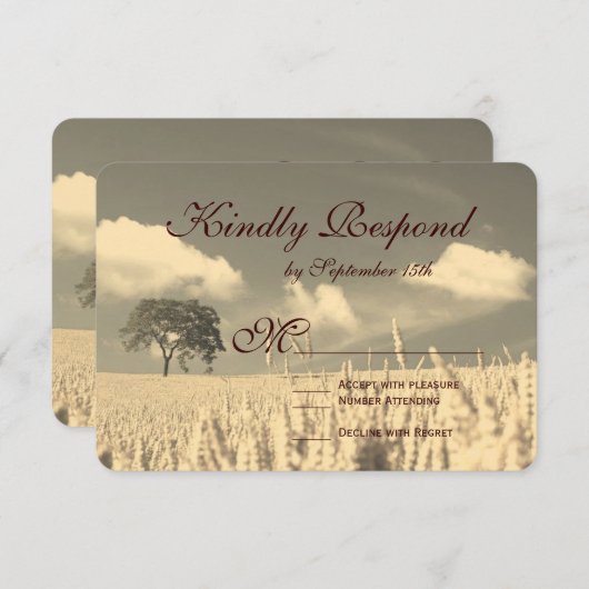 Rustige landeenbomen RSVP-kaarten RSVP Kaartje (Voorkant / Achterkant)