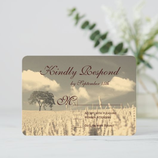 Rustige landeenbomen RSVP-kaarten RSVP Kaartje (Staand voorkant)