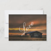 Rustige landelijke Barn Love Wedding RSVP-kaarten RSVP Kaartje (Achterkant)