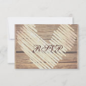 Rustige landelijke Barn Wood Heart Wedding RSVP-ka RSVP Kaartje (Achterkant)