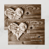 Rustige landelijke Barn Wood Heart Wedding RSVP-ka RSVP Kaartje (Voorkant / Achterkant)