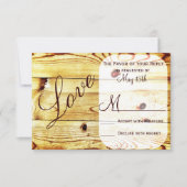 Rustige landelijke Barn Wood Love Weddenschap RSVP (Voorkant)