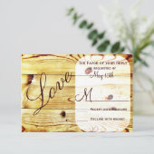 Rustige landelijke Barn Wood Love Weddenschap RSVP (Staand voorkant)
