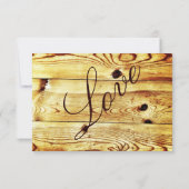 Rustige landelijke Barn Wood Love Weddenschap RSVP (Achterkant)