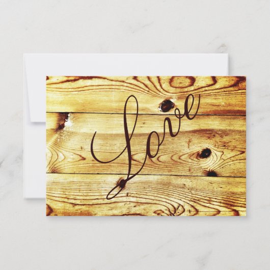 Rustige landelijke Barn Wood Love Weddenschap RSVP (Achterkant)