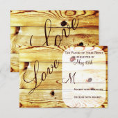 Rustige landelijke Barn Wood Love Weddenschap RSVP (Voorkant / Achterkant)