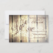 Rustige landelijke Barn Wood Love Weddenschap RSVP (Voorkant)
