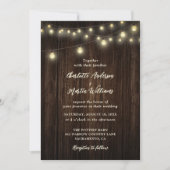 Rustige landelijke Barn Wood String Lights Wedding Kaart (Voorkant)