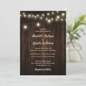 Rustige landelijke Barn Wood String Lights Wedding Kaart (Staand voorkant)