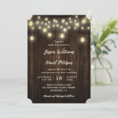 Rustige landelijke Barn Wood String Lights Wedding Kaart (Staand voorkant)