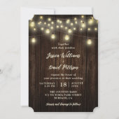 Rustige landelijke Barn Wood String Lights Wedding Kaart (Voorkant)