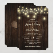 Rustige landelijke Barn Wood String Lights Wedding Kaart (Voorkant / Achterkant)