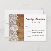 Rustige landelijke Barn Wood Wace Wedding RSVP-kaa RSVP Kaartje (Voorkant)