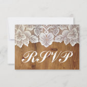 Rustige landelijke Barn Wood Wace Wedding RSVP-kaa RSVP Kaartje (Achterkant)