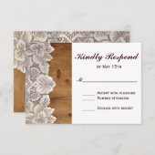 Rustige landelijke Barn Wood Wace Wedding RSVP-kaa RSVP Kaartje (Voorkant / Achterkant)