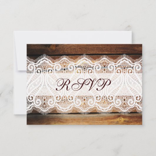 Rustige landelijke Barn Wood Wedding RSVP-kaarten RSVP Kaartje (Voorkant)