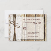Rustige landelijke Barn Wood Wedding RSVP-kaarten RSVP Kaartje (Voorkant)