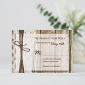 Rustige landelijke Barn Wood Wedding RSVP-kaarten RSVP Kaartje (Staand voorkant)