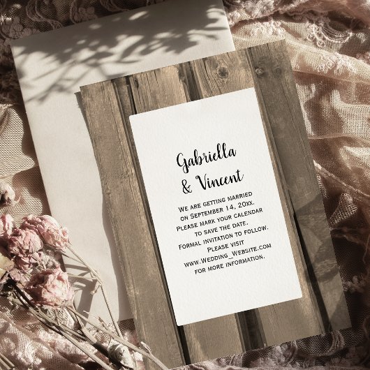Rustige Landelijke Barn Wood Wedding Save the Date