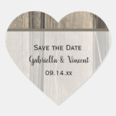 Rustige Landelijke Barn Wood Wedding Save the Date Hart Sticker (Voorkant)
