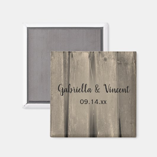 Rustige Landelijke Barn Wood Wedding Save the Date Magneet (Voorkant / Achterkant)