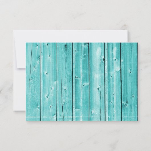 Rustige landelijke Blauwgroen Barn Wood Wedding RS RSVP Kaartje (Achterkant)