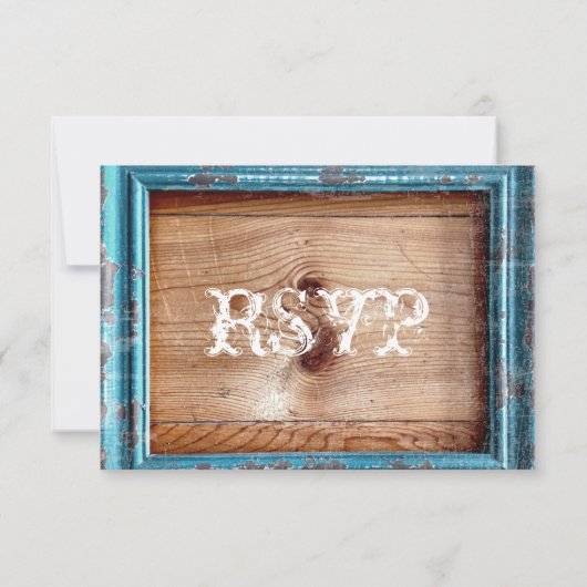 Rustige landelijke Blauwgroen Lijst RSVP-kaarten RSVP Kaartje (Achterkant)