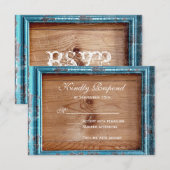 Rustige landelijke Blauwgroen Lijst RSVP-kaarten RSVP Kaartje (Voorkant / Achterkant)