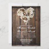 Rustige landelijke houten bloem Heart Wedding Invi Kaart (Voorkant)