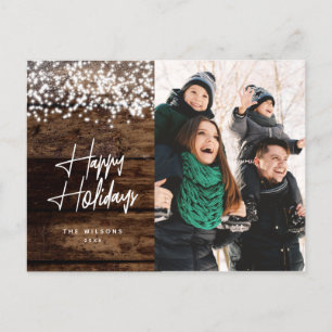 Rustige landelijke kerstgloed foto feestdagenkaart