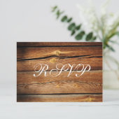 Rustige landelijke RSVP-kaarten voor houtweddenwed RSVP Kaartje (Staand voorkant)