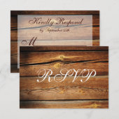 Rustige landelijke RSVP-kaarten voor houtweddenwed RSVP Kaartje (Voorkant / Achterkant)