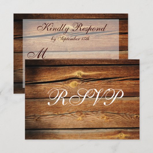 Rustige landelijke RSVP-kaarten voor houtweddenwed RSVP Kaartje