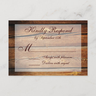 Rustige landelijke RSVP-kaarten voor houtweddenwed RSVP Kaartje