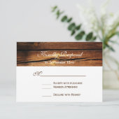 Rustige landelijke RSVP-kaarten voor houtweddenwed RSVP Kaartje (Staand voorkant)