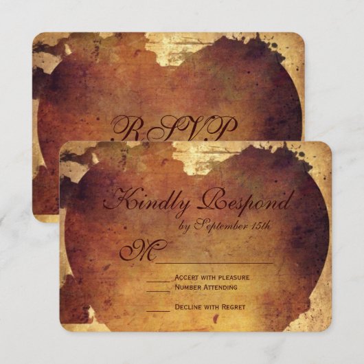 Rustige landelijke RSVP-kaarten voor zwaar harthuw RSVP Kaartje (Voorkant / Achterkant)