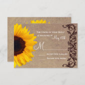 Rustige landelijke zondbloembruiloft RSVP-antwoord RSVP Kaartje (Voorkant / Achterkant)