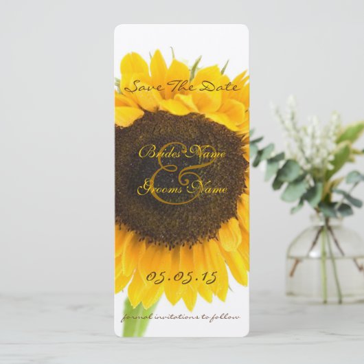 Rustige landelijke zonnebloem Weddenschap redt de  Save The Date (Staand voorkant)