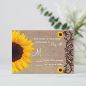 Rustige landelijke zonnebloemen die RSVP-kaarten u RSVP Kaartje (Staand voorkant)