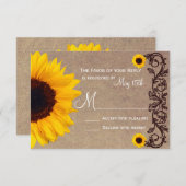 Rustige landelijke zonnebloemen die RSVP-kaarten u RSVP Kaartje (Voorkant / Achterkant)