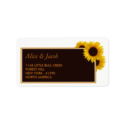 Rustige landelijke zonnebloemen - Floral Wedding Etiket (Voorkant)