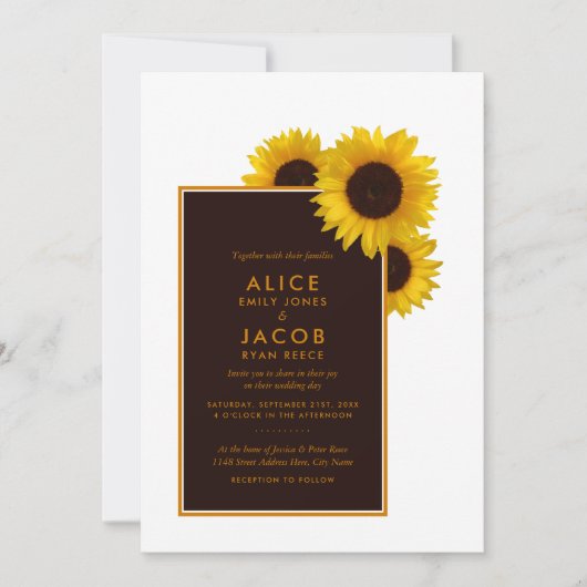 Rustige landelijke zonnebloemen - Floral Wedding Kaart (Voorkant)