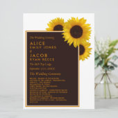 Rustige landelijke zonnebloemen - Floral Wedding Programmakaart (Staand voorkant)