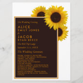 Rustige landelijke zonnebloemen - Floral Wedding Programmakaart (Voorkant)